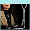Elegant Long Crystal Sweater Necklace With Trendy U Shape Design For Women Fashion