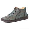 Men's Shoes Short Boots Autumn Sewn Leather Boots High Top Leather Flat-soled Outdoor Workwear and Casual Shoes Large-size Board Shoes
