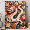 DIY Pearl Gem Chinese Dragon Floral Pattern Shining Bead Craft Art Home Wall Ornament Simple Unframed Room Decoration Modern Art Wall Hanging
