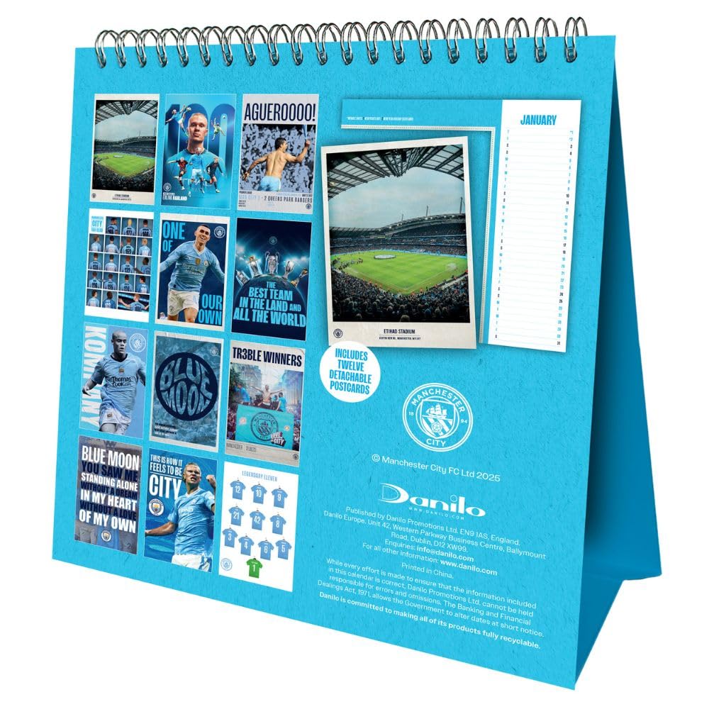 Manchester City FC 2026 Crest Desktop Calendar
