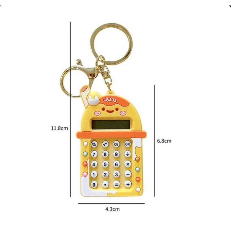 Key Chain, Kawaii Candy Color Mini Calculator, Portable Lightweight 8 Digits Display Maze School Supplies Office
