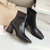 French fashion temperament short versatile boots women's autumn and winter new thick heel bare boots square head high heel thin boots