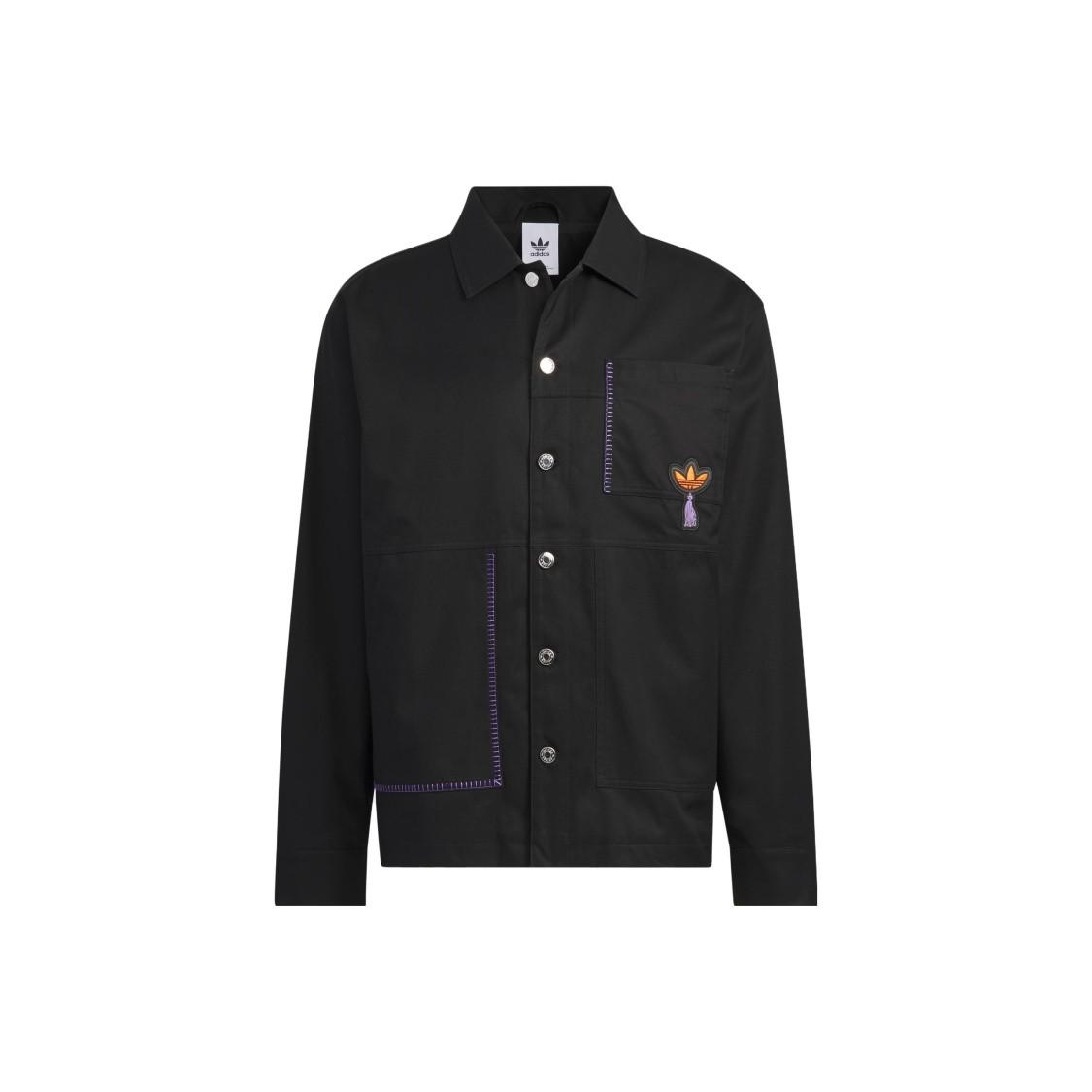 adidas Logo embroidered print single-breasted long-sleeve jacket, unisex, black S