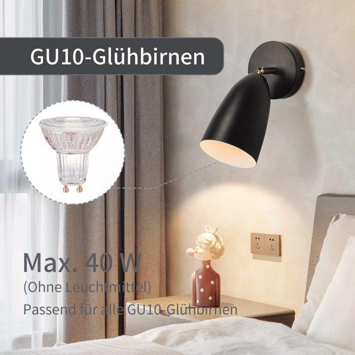 Applique murale d'intérieur - NETTLIFE - Spot GU10 - Noir - Métal - Orientable
