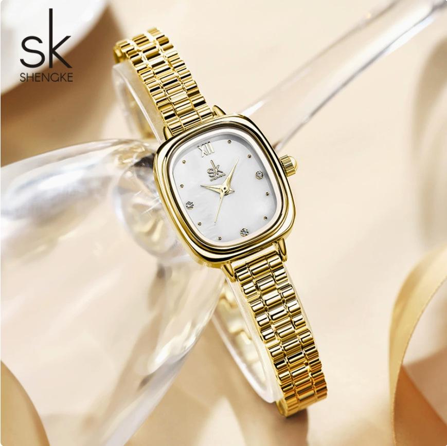 SK Gold Women's Luxury Waterproof Quartz Watch with Steel Band