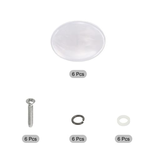 PATIKIL Guitar Tuning Peg Button Machine Heads, Oval and Concave Acrylic Buttons, White, for Electric, Folk, and Acoustic Guitars, with 6 Screws and 1