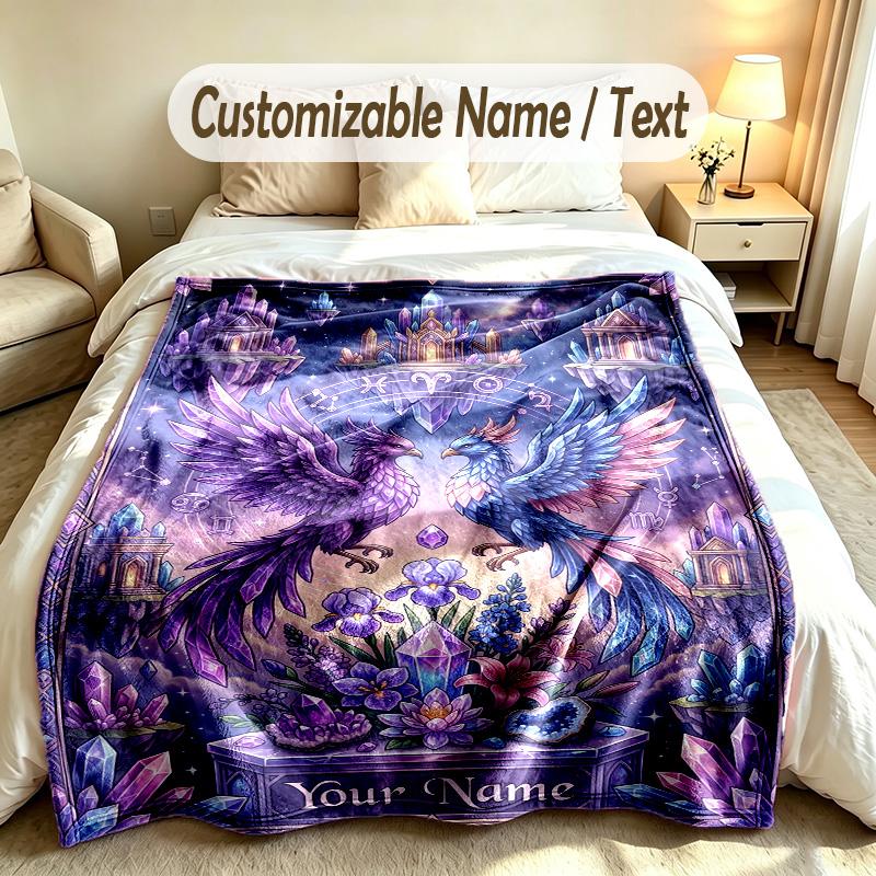 Drachen Phoenix Thema Weiche Decke Personalisierter Benutzerdefinierter Name Text Druck Warme Decke Haus Sofa Schlafzimmer Dekor