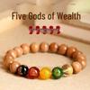 Five Paths To Wealth: Natural Peach Wood Bracelet - Unisex Prayer Beads, Hand-Twisted Chinese Style Accessory