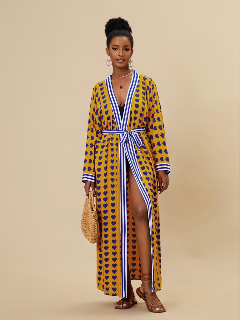 New European & American Cotton Printed Beach Cardigan: Sexy Sunscreen Jacket and Loose Holiday Swimsuit Cover-Up.