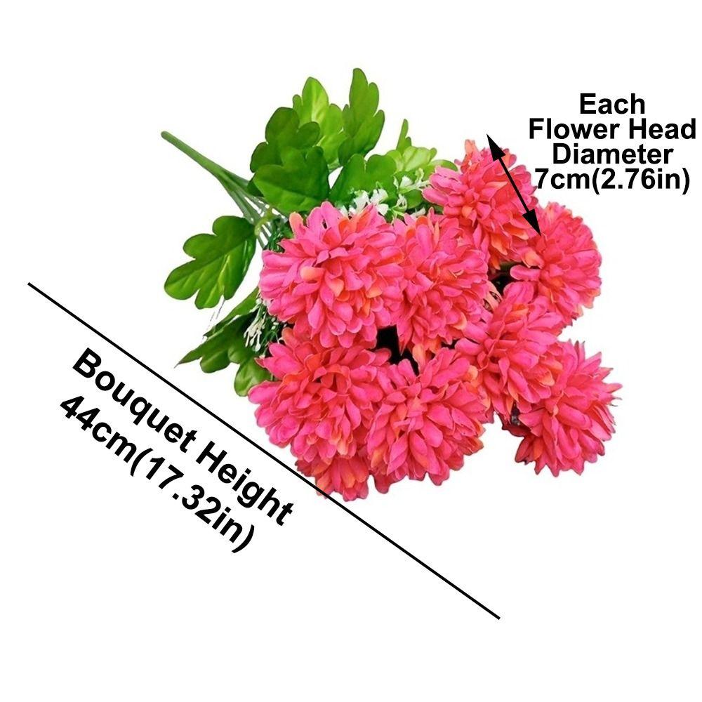 10 Heads Artificial Flower Bouquet With Stem Bridal Bouquets Simulation Hydrangea Floral Arrangement Pink Realistic Silk Flowers