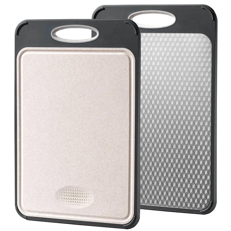 Dual-Sided Titanium & Stainless Steel Cutting Board with Wheat Straw 304