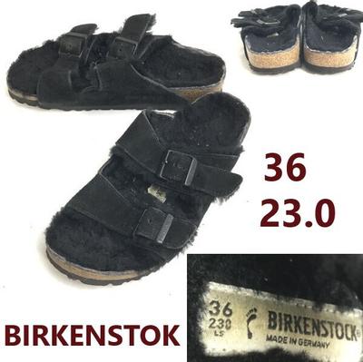 Arizona Flache Sandalen 36 Größe 23.0 Schwarz Futter aus Fleece Hergestellt in Deutschland Schuhe Turnschuhe(GEBRAUCHT)