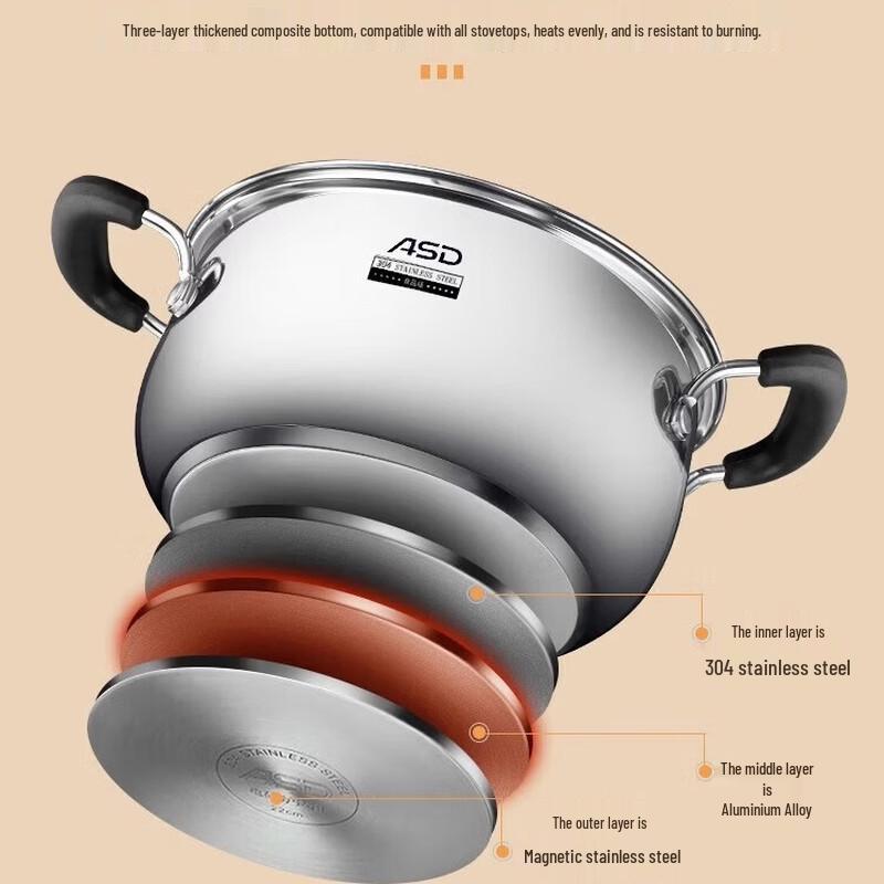 ASD 304 Stainless Steel Steamer Pot