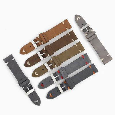 Bracelet de montre vintage en nubuck 18 mm 19 mm 20 mm 21 mm 22 mm Coutures faites à la main Attache rapide Bracelet de remplacement Accessoires pour montres