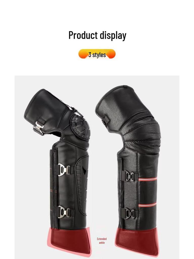 Unisex Winter Electric Motorcycle Knee Pads: Cold-Proof, Waterproof, Windproof, Thickened Fleece-Lined Leg Warmers for Riding