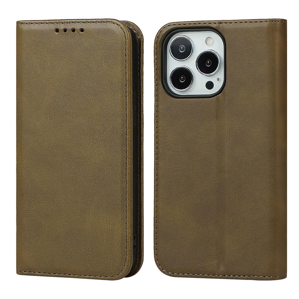 Applicable to iPhone16E mobile phone leather case 17Pro solid color calf pattern strong magnetic card wallet Xperia1 VIII