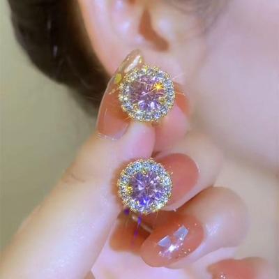 Exquisite Lila Zirkon Schneeflockenohrringe: Stilvolle, Kompakte & Vielseitige High-End Mode für Damen