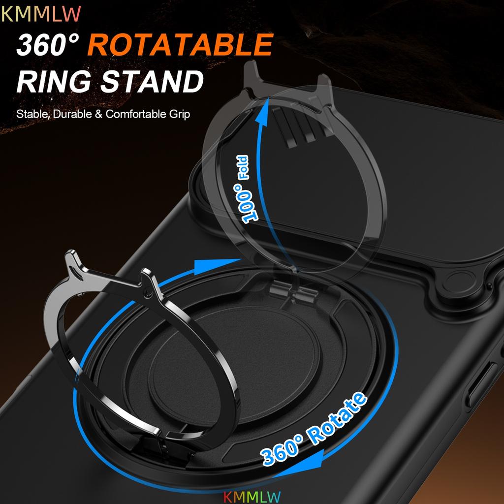 Magnetic Ring Stand Case For iPhone 17 Pro Max Slide Camera Lens Protection TPU Frame Plastic Back Cover