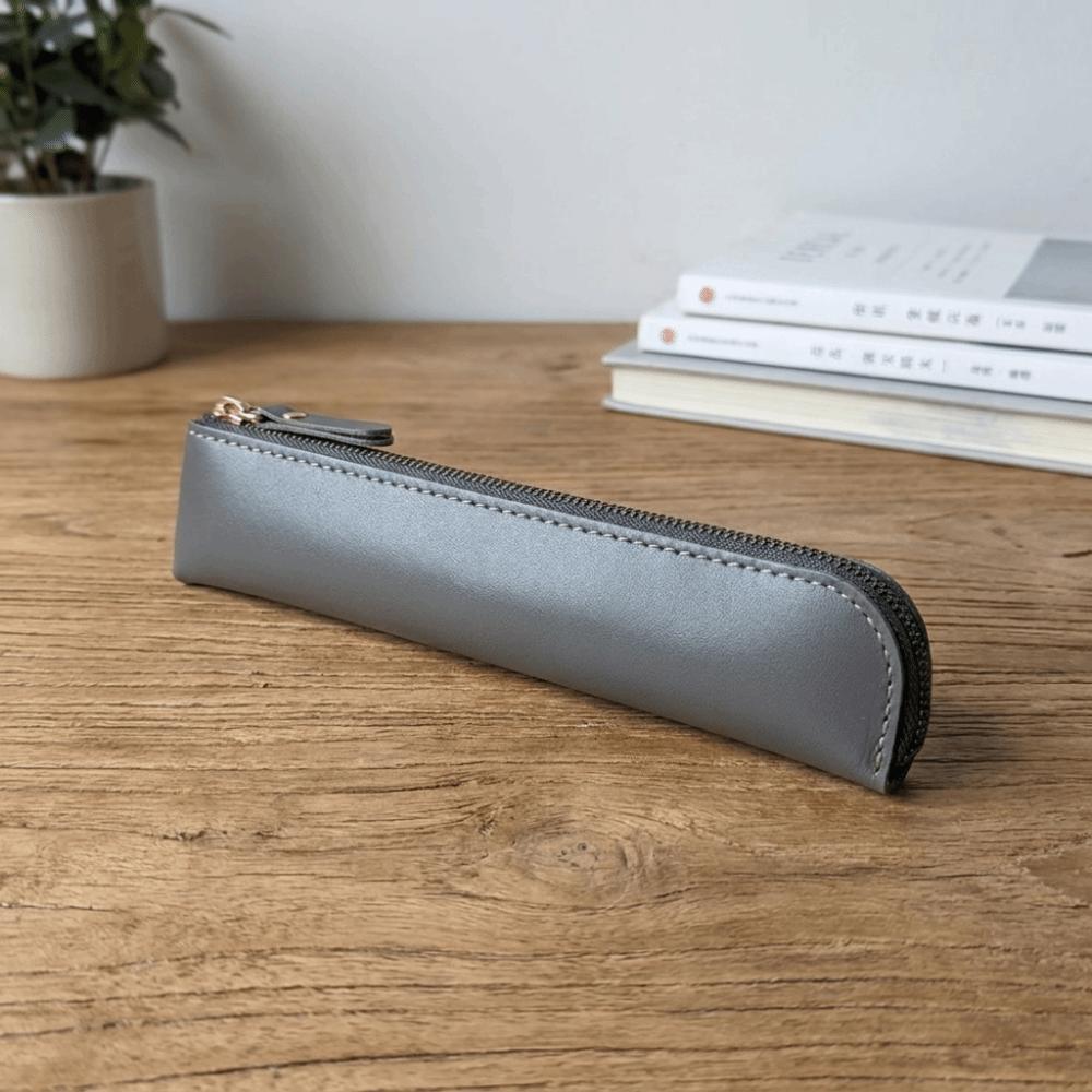 Soft Large Capacity PU Pencil Case Solid Color Thin Storage Organizer Bag Pen Bag Leather Student Stationery Box Kids