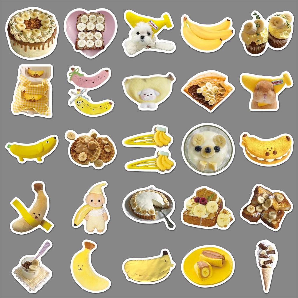 50pcs Creative Banana Style Stickers for Notebook, Earphones, Suitcases, and Desktops