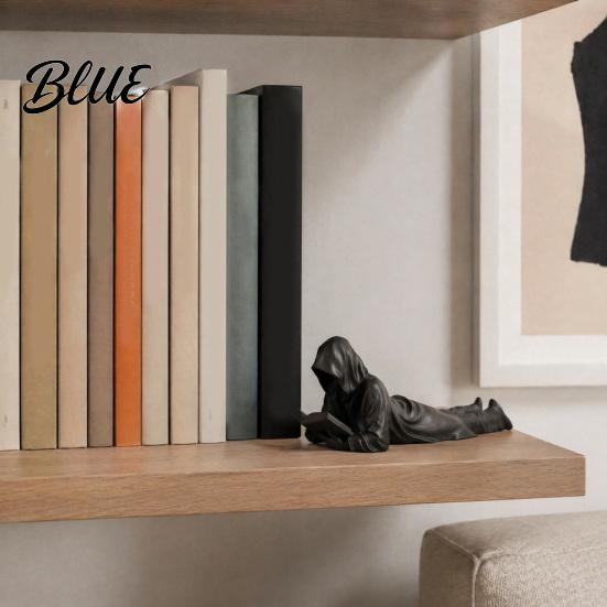Reader Collectible Decor Black Robe Figurine 3D Printed Faceless Reading Man Modern Figurine Statue Lying Bookworm Sculpture for Home Office