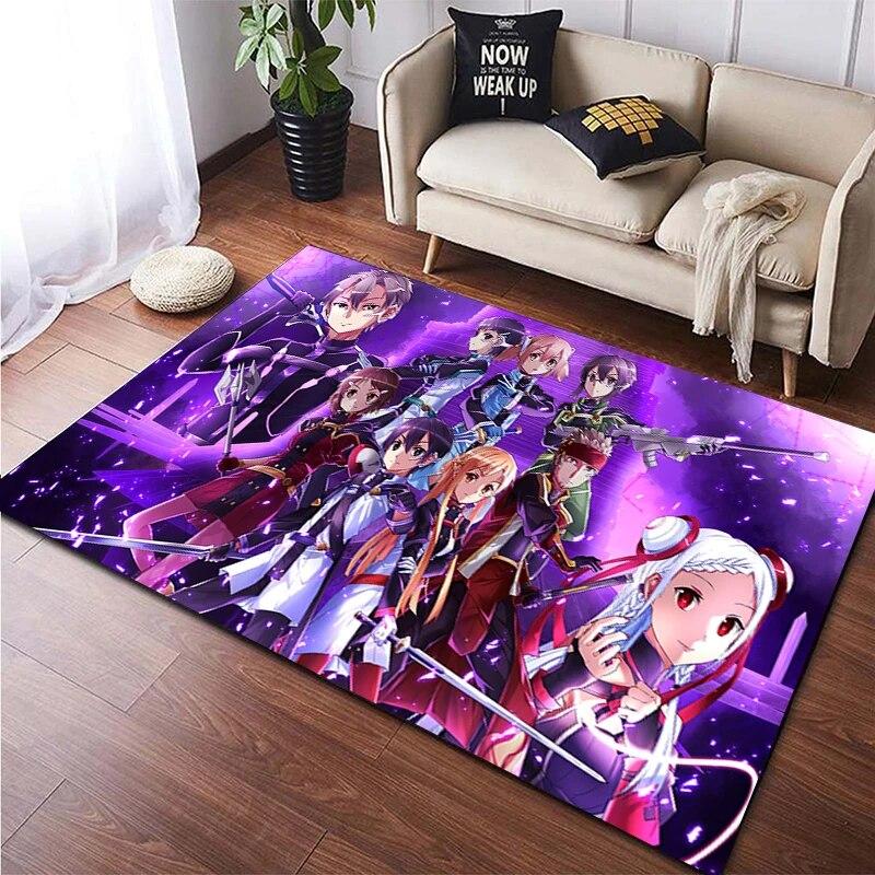 Hot Anime SAO Sword Art Online Modern House Living Room Floor Matte Bedroom Carpet Poster Mat Pattern Decorative Square Rug Gift