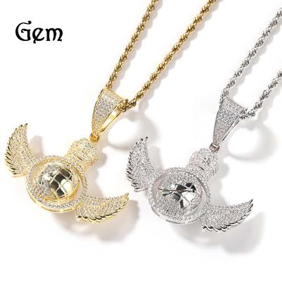 Ornament Nový hiphopový rotační telurionový přívěsek Angel Wings Design se zvláštním zájmem Náhrdelník ve stylu hip-hopu