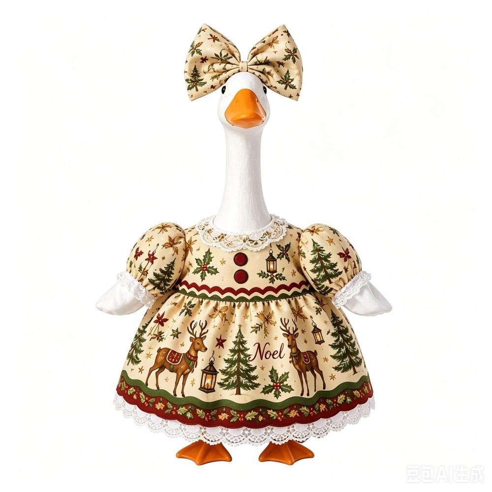Red Bow Porch Goose Statue Red Truck Print Holiday Decor Ornament Front Door Decor