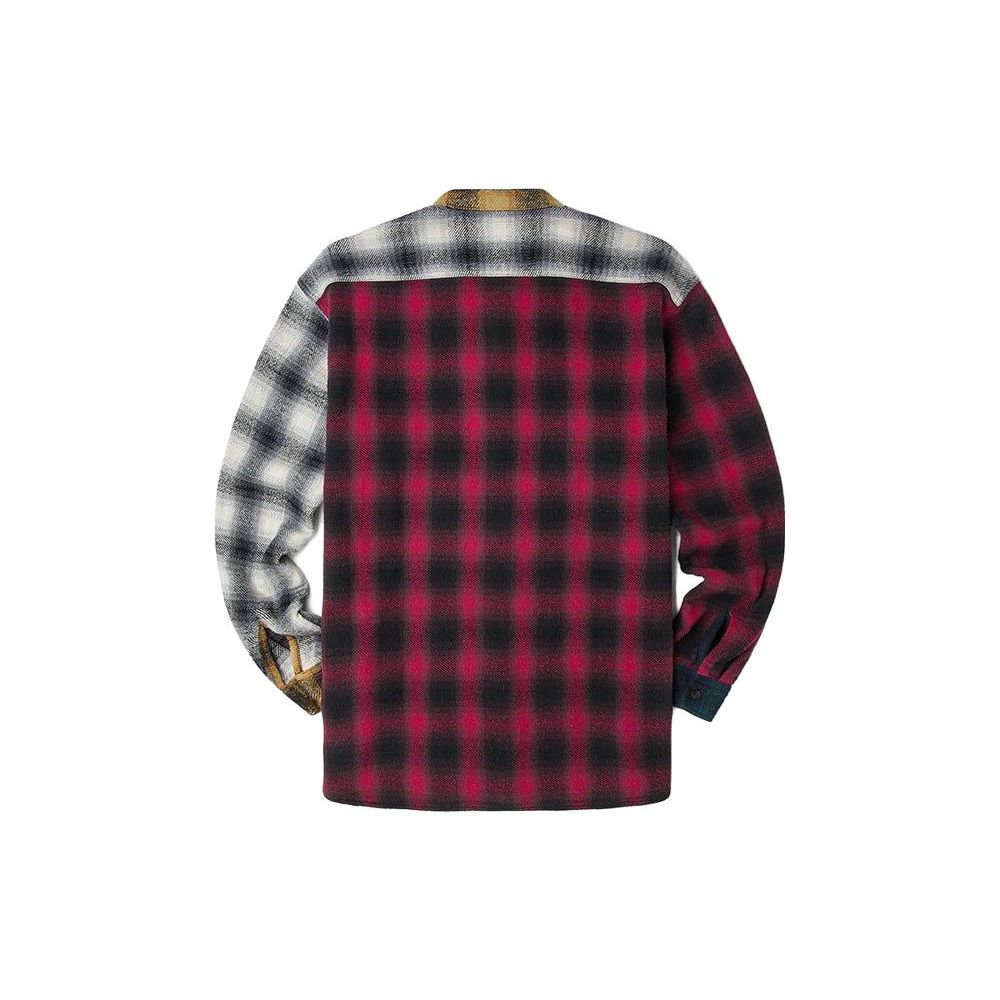 Loose Fit Plaid Long Sleeve Shirt Men shirts Yellow LMT002684101182A01447