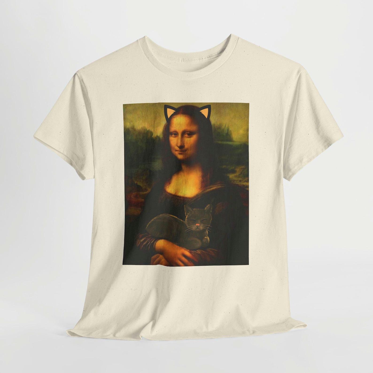 Mona Lisa with Cat ears Tee | Vintage Renaissance Cat Portrait , Funny Cat tee Unisex M