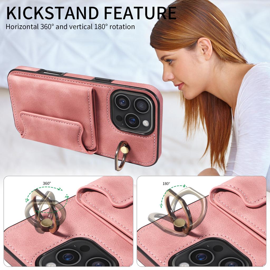 Ring Bracket Card Holder Slots Cover Phone Case for iPhone 16 Series.for iPhone 16,iPhone 16 Plus,iPhone 16 Pro,iPhone 16 Pro Max