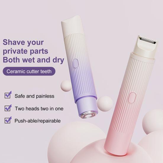 

Women Electric Shaver Double Heads USB Rechargeable Waterproof Portable Face Body Bikini Area Arm Leg Hair Removal Epilator Razor Trimmer фіолетовий