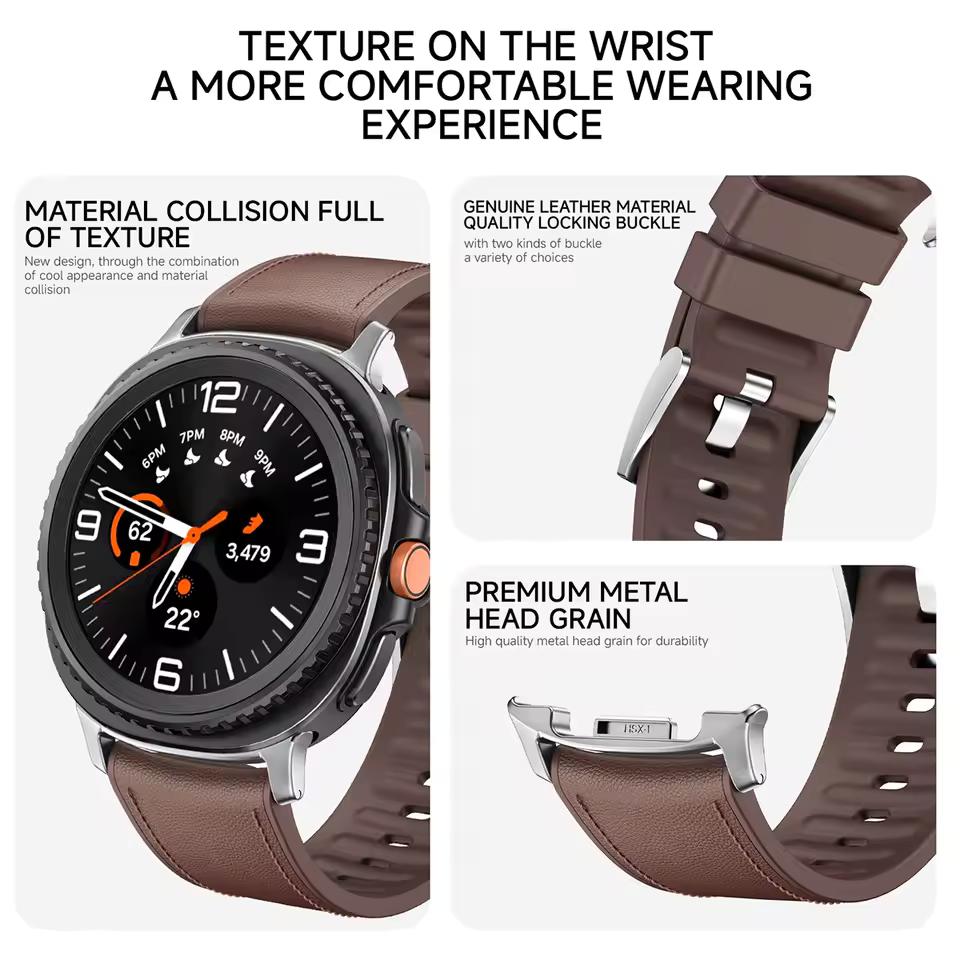 Offisiell lærreim uten mellomrom for Samsung Galaxy Watch 8 Classic 46MM rem for Galaxy Watch 8 40MM 44MM armbåndstilbehør