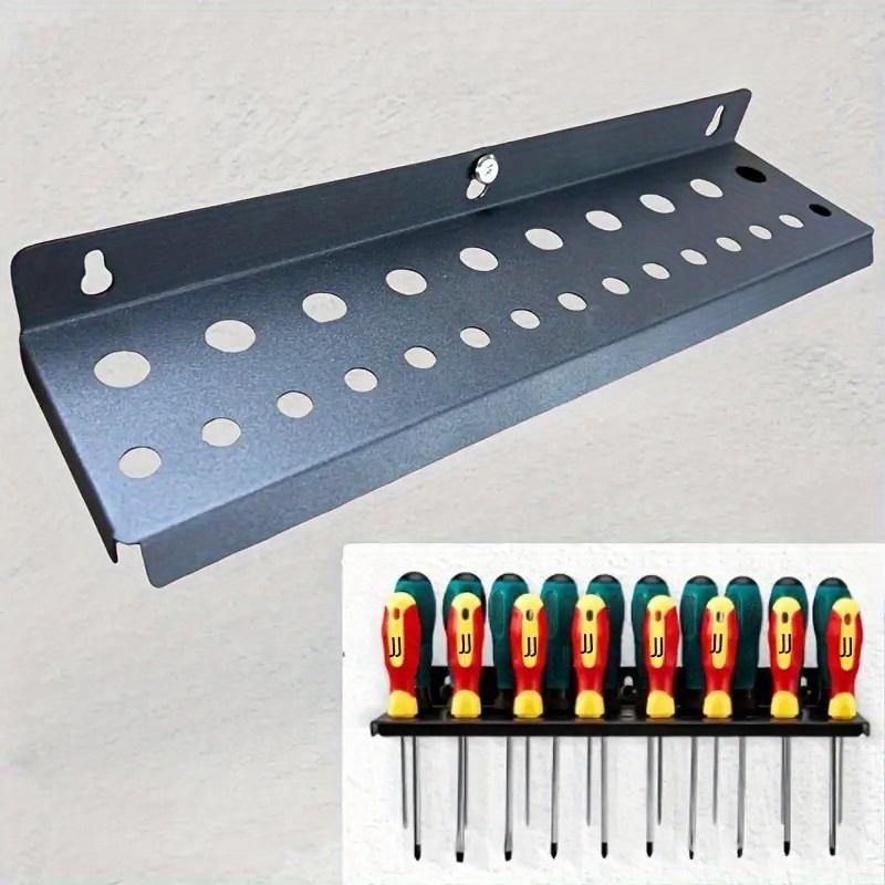 1Pc Heavy-Duty Iron Wall-Mounted Tool Storage Rack with Hanging Shelves - Space-Saving Garage Shelf for Organizing Screwdrivers, Wrenches, Pliers