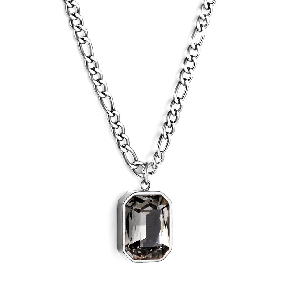 Ins Titanium Steel Colored Diamond Necklace Light Luxury Personality Collarbone Chain Qixi Festival Gift