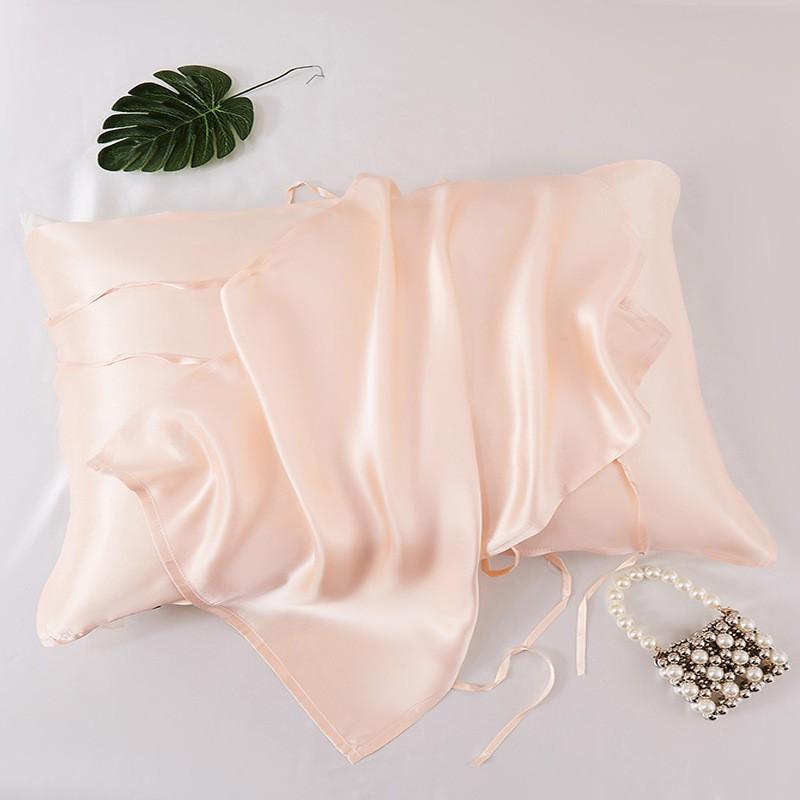 100% Pure Mulberry Silk Pillowcase With Tie - Soft Breathable Sleep Accessory Sensitive Skin