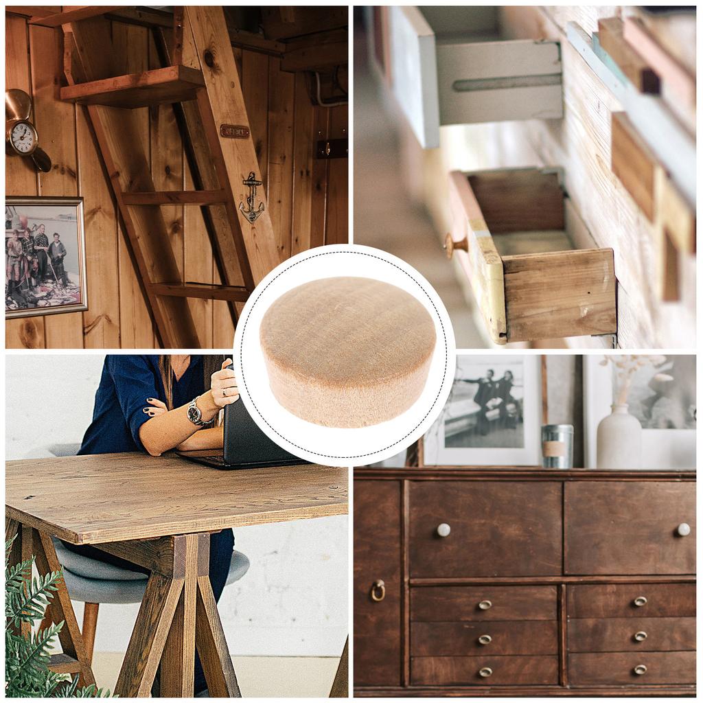 50Pcs Wooden Hole Plugs for Furniture Cabinet Screw Holes Hardwood Button Top Decorative Drill Hole Covers Small Round Wood