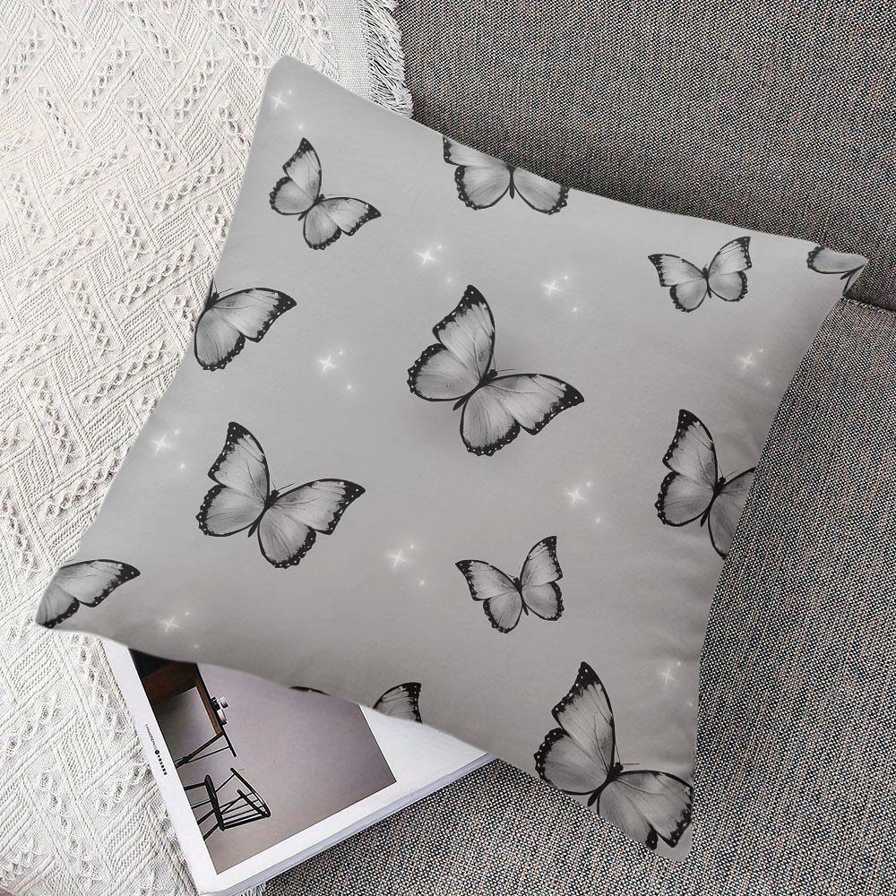 Monochrome Butterfly Square Jacquard Pillow Cover for Sofa Office Waist Cushion Cover Home Decorative Pillowcase
