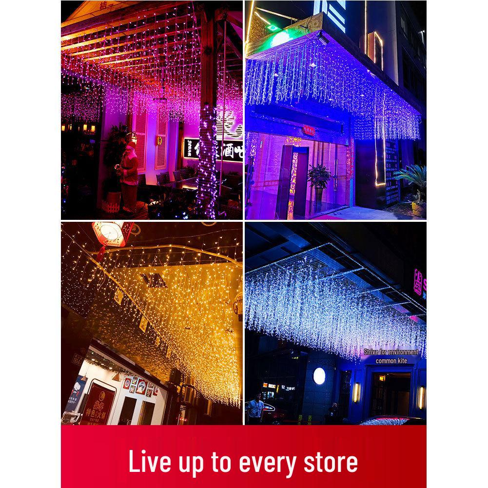 Outdoor Rainproof LED Icicle Curtain Lights - Colorful Starry Sky Flashing String Decoration