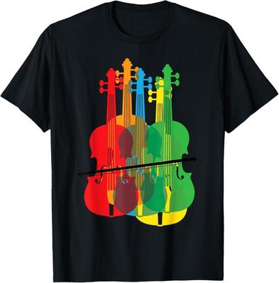 Multicolored Violins Birthday Gift For Musicians T-Shirt
