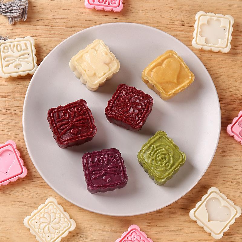 Flower Mooncake Mold Set 1 Mold 5 Stamps Diy Manual Flower Cookie Stamps Mooncake Maker Baking Tool Kitchenware Supplies