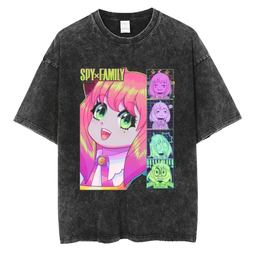 Spy X Family Yor Forger Principessa delle Spine Leggenda T-shirt Lavata Vintage Anime Oversize Streetwear per Uomo Donna Magliette Casual