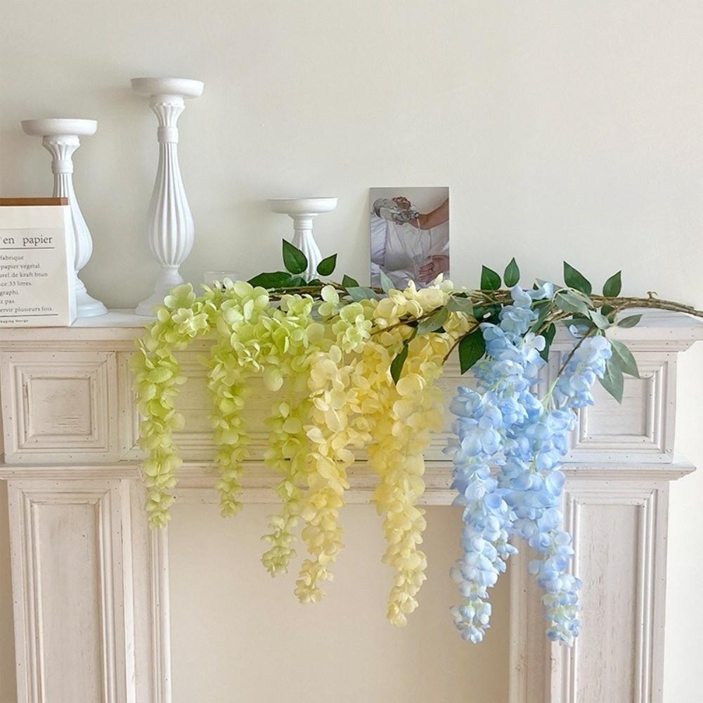 3 Forks Design Artificial Wisteria 93CM Length Wisteria Flowers Fake Silk Flower Wall Decoration