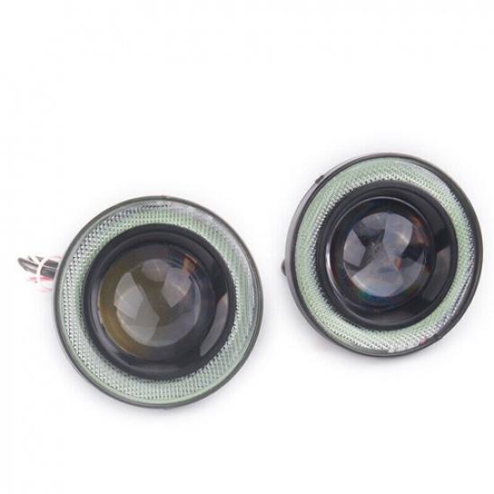 3.5" COB LED Fog Light Projector Car Blue Angel Eye Halo Ring DRL Lamp 2pcs/set