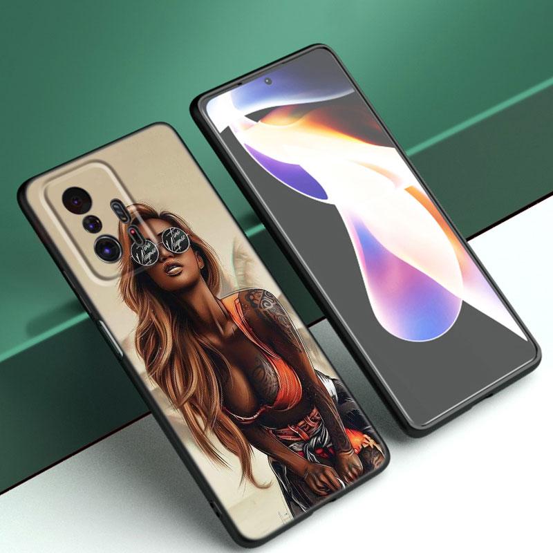 Sexy Sleeve Tattoo Girl Black Silicone Phone Case For Xiaomi Mi 9 SE 8 10T 11 12 13 Lite 9T 11T 12S 12T 13T 14 Pro 5G NE 11i 12X