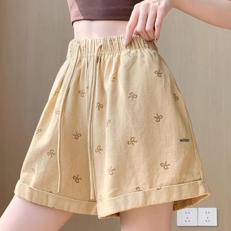 Plus Size Summer High Waist Wide Leg Casual Retro Shorts for Women