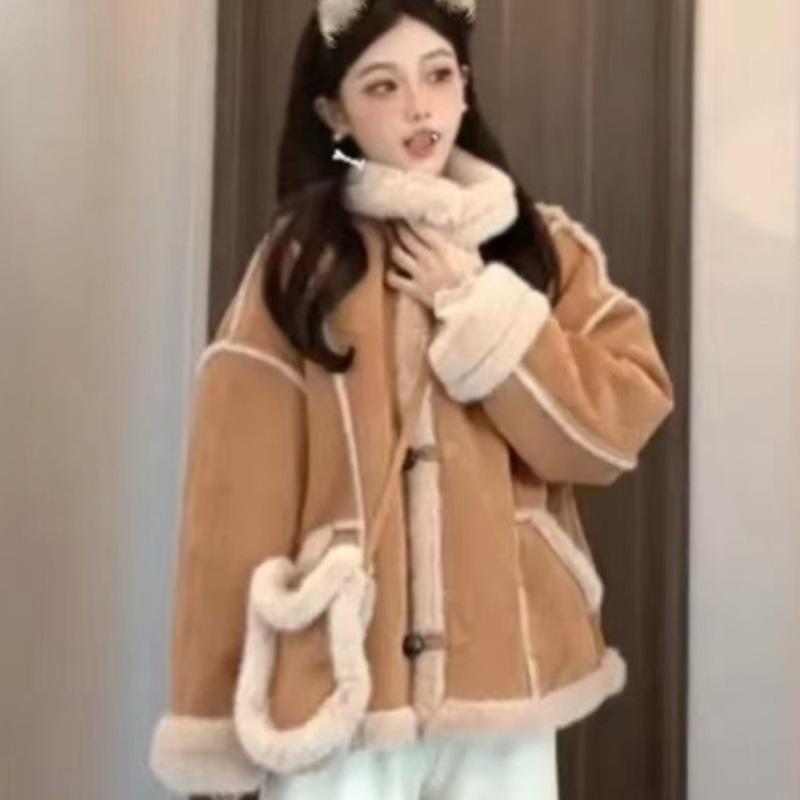 

Short stand-up collar thickened fur integrated coat for women s 2025 winter new warm and fashionable versatile fur coat XL