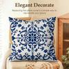 Blue Porcelain Motifs Cushion Cover Natural Linen Organic Fabric DoubleSided Printing Sofa Home Decor Gift Pillow Cover