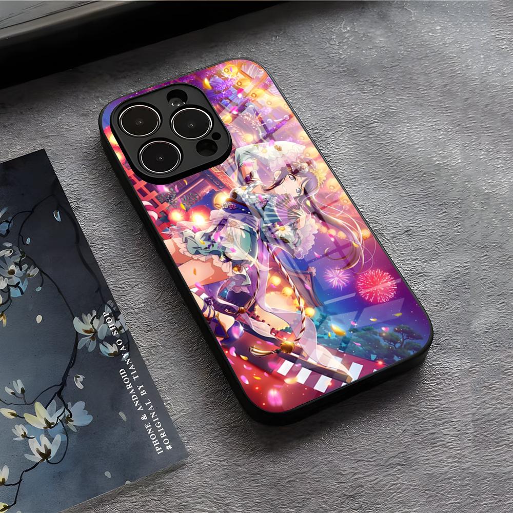 Love Live Anime Handyhülle Für IPhone 17 Air 16 E Pro Max 15 14 13 Mini 12 Pro 11 Max Plus Schwarze Glasabdeckung
