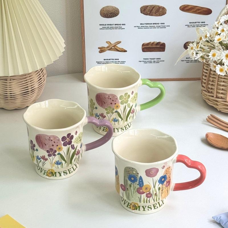 Ins originální špičkový keramický hrnek ručně malovaný vysoký hrnek kancelářský hrnek na kávu vodu dárek k narozeninám pro ženu
